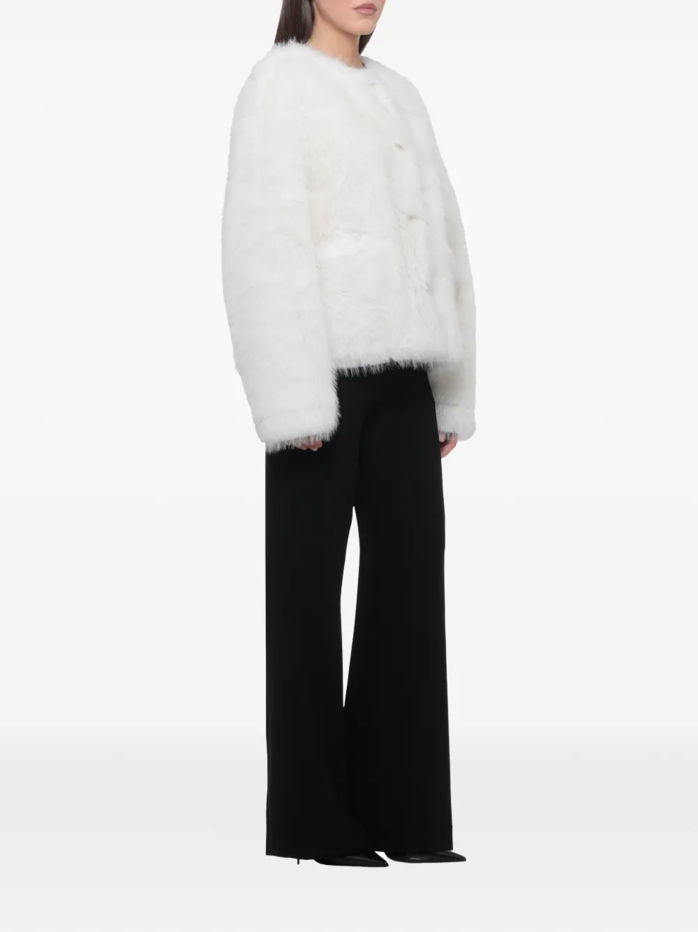 STAND STUDIO Siena round-neck jacket Wit
