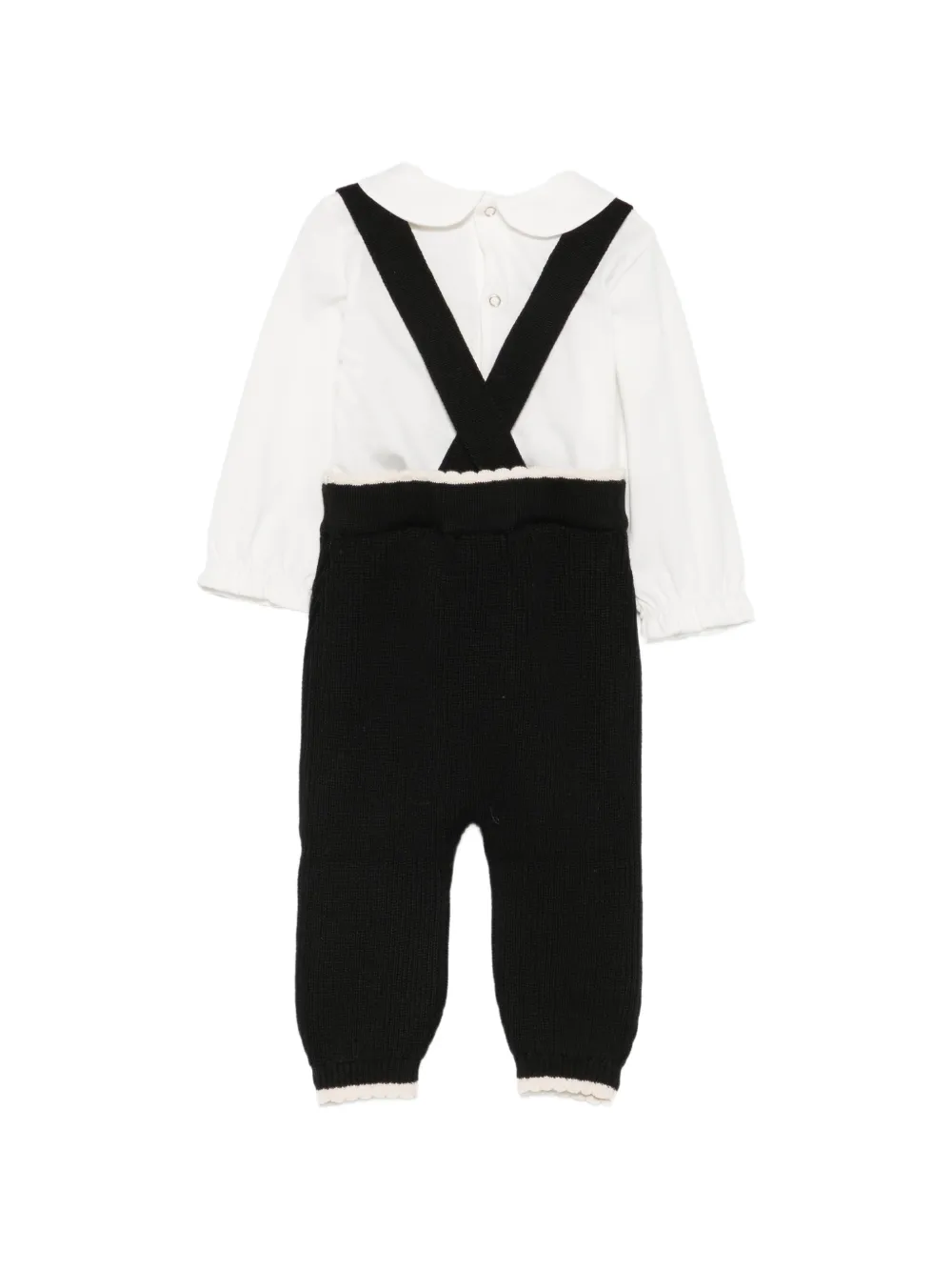 Elisabetta Franchi La Mia Bambina logo-embroidered body and dungarees set Wit