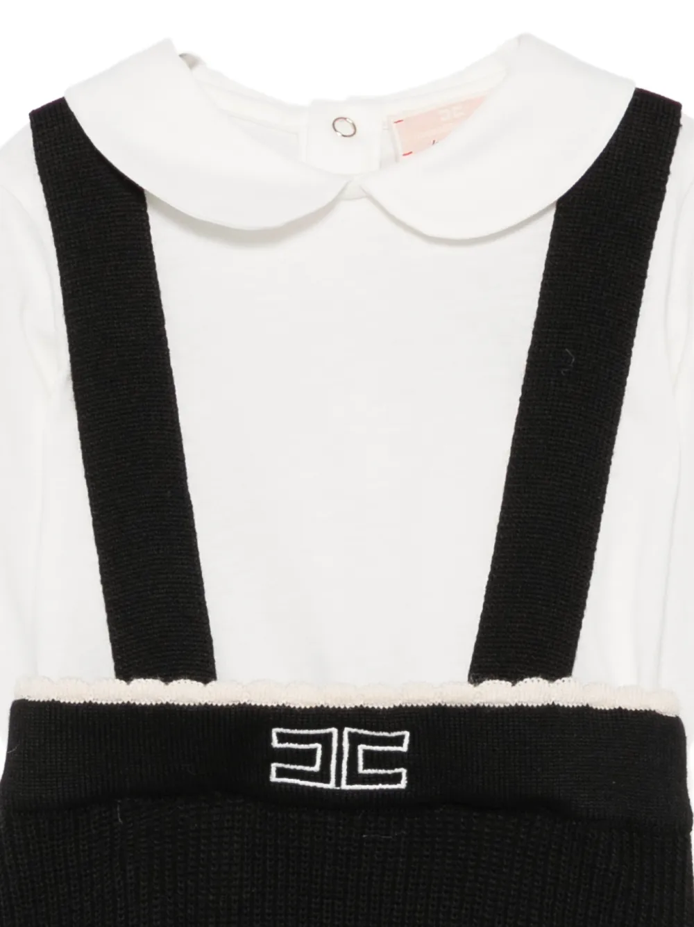 Elisabetta Franchi La Mia Bambina logo-embroidered body and dungarees set Wit