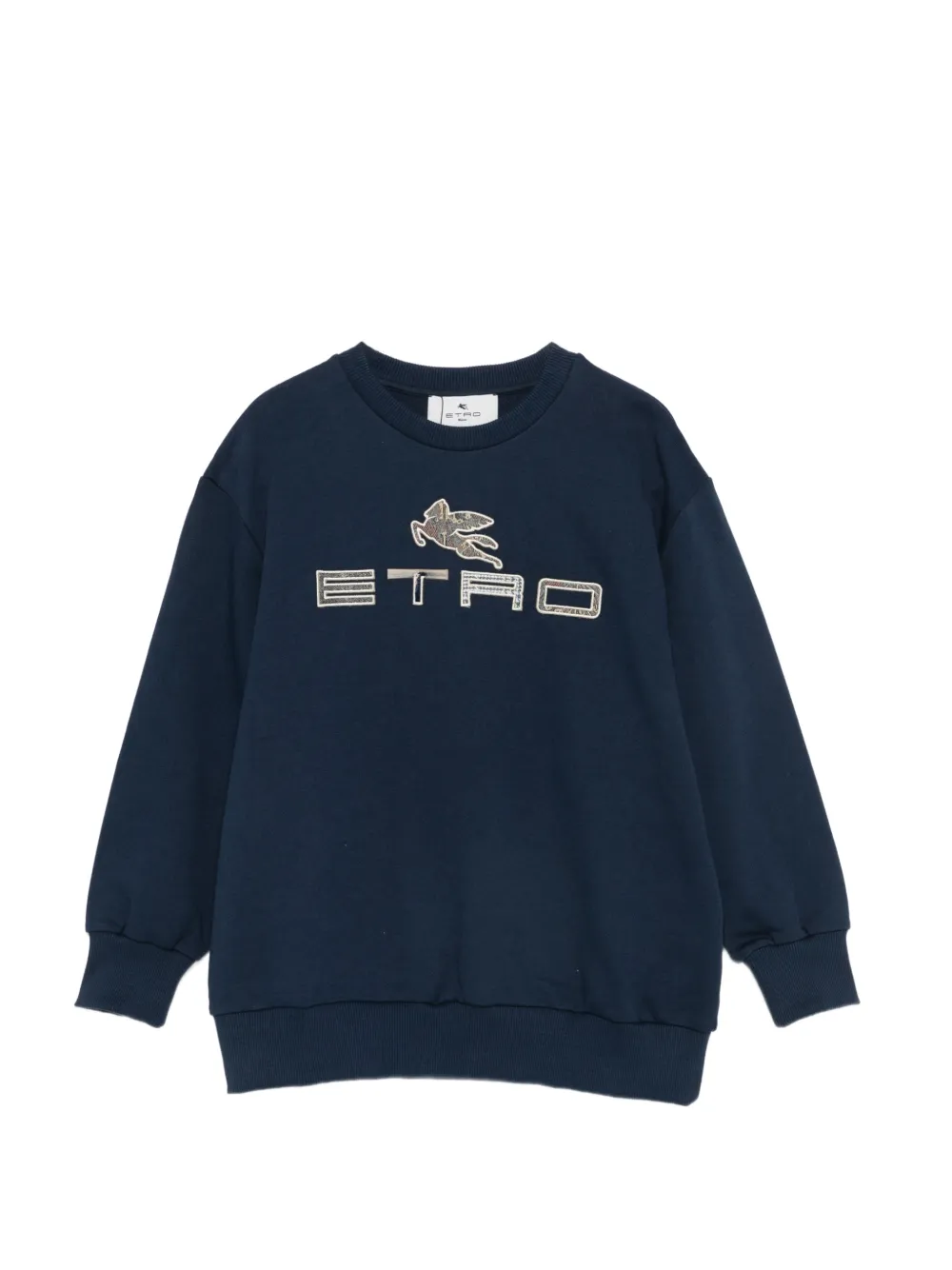 ETRO KIDS Pegaso logo-embroidered sweater Blauw