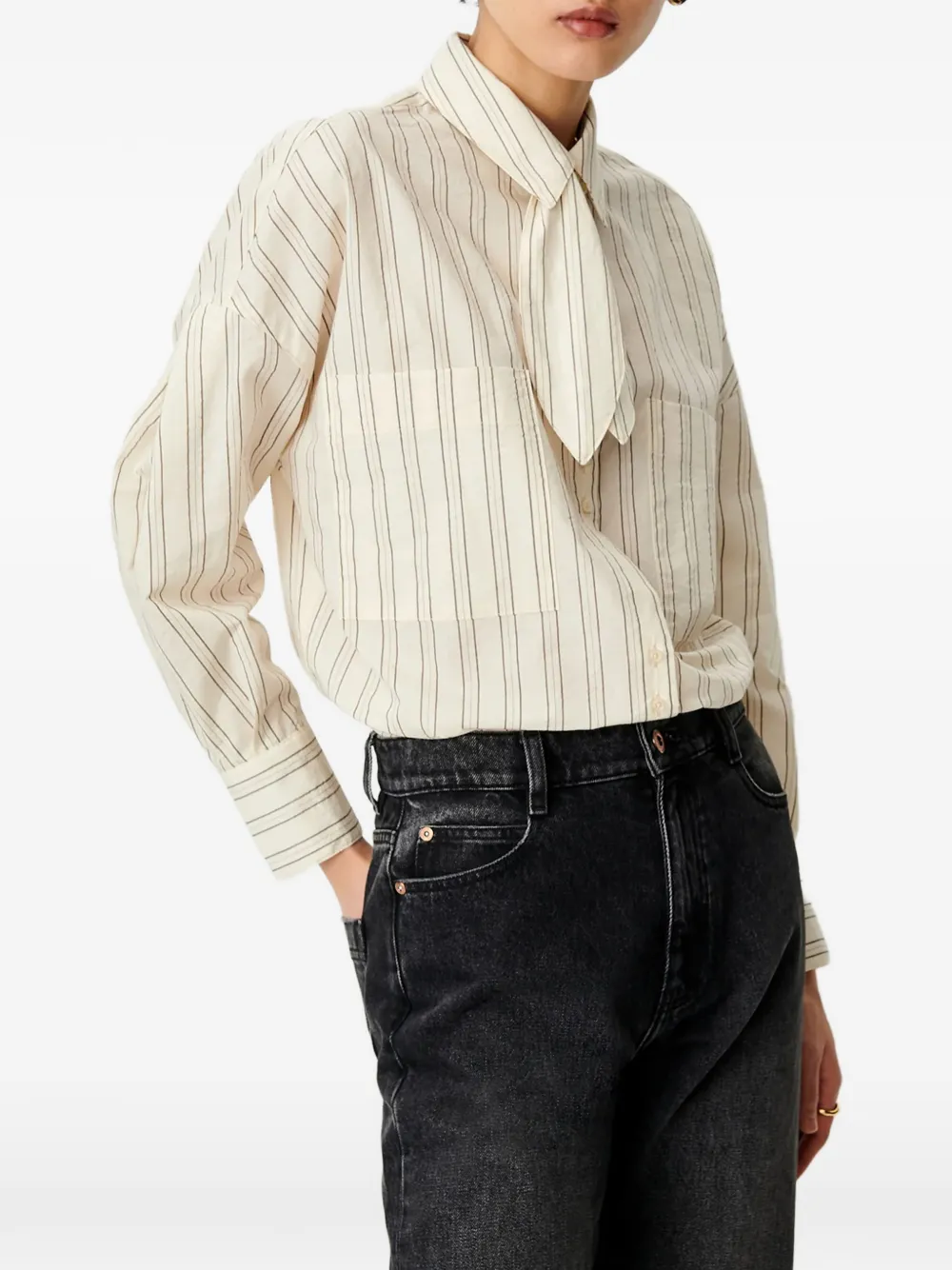 Sessùn Cecily gestreepte blouse met strik Wit