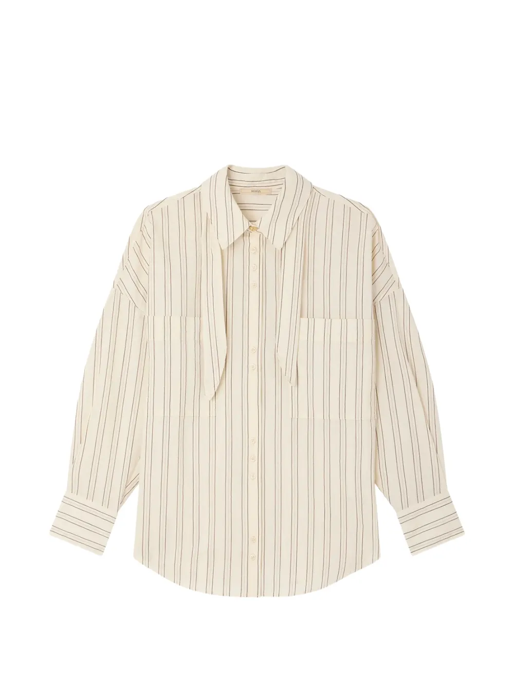 Sessun Cecily Striped Pussy-bow Shirt In Neutral