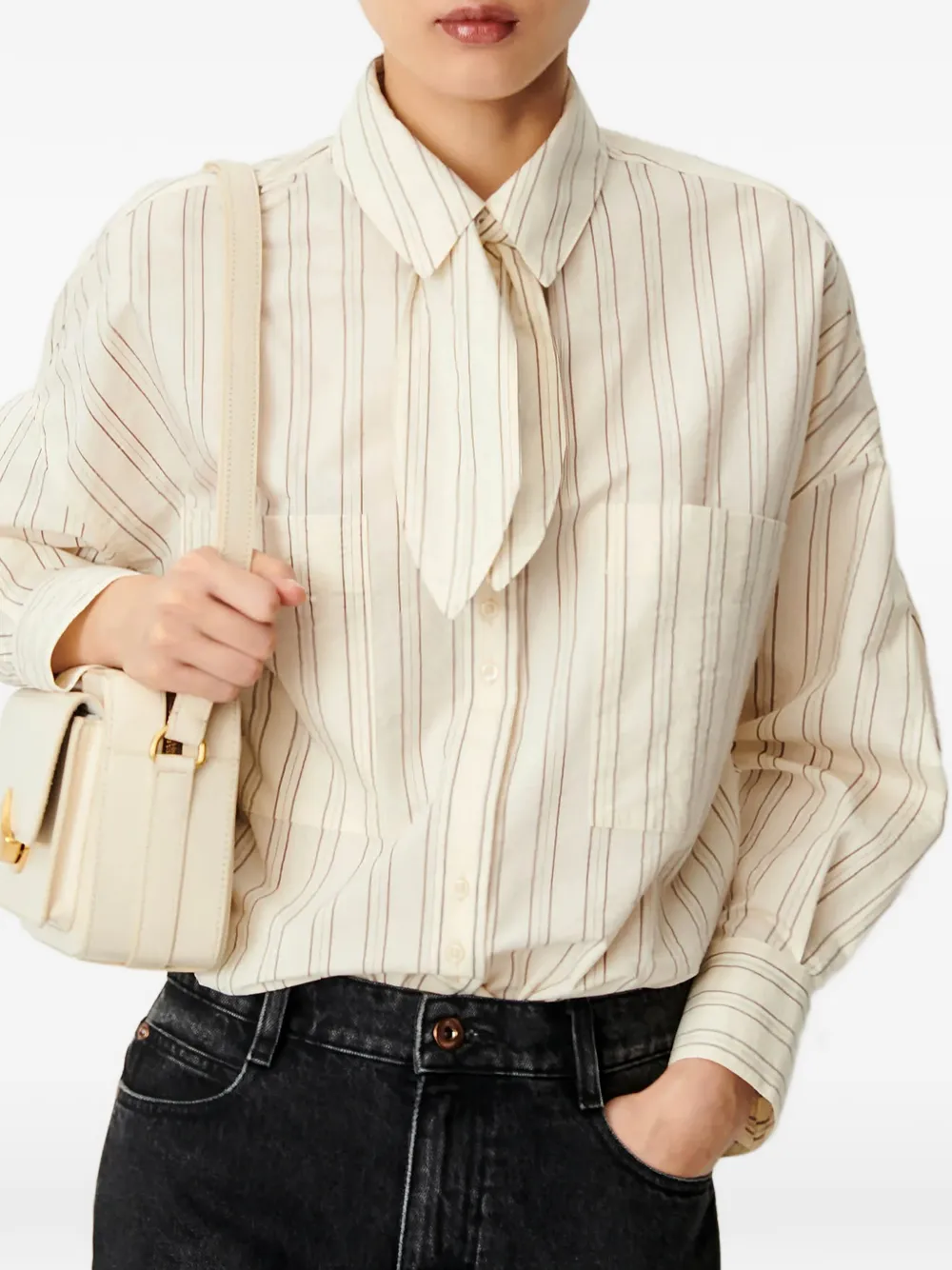 Sessùn Cecily gestreepte blouse met strik Wit
