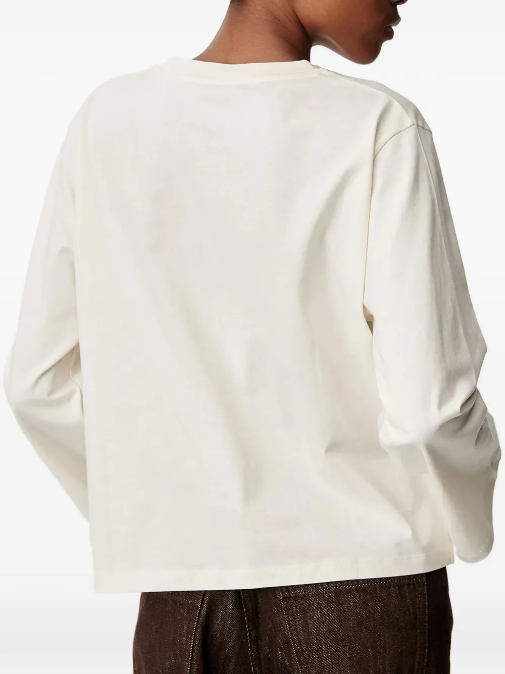 Sessùn Severiano T-shirt met borstzak en lange mouwen Beige