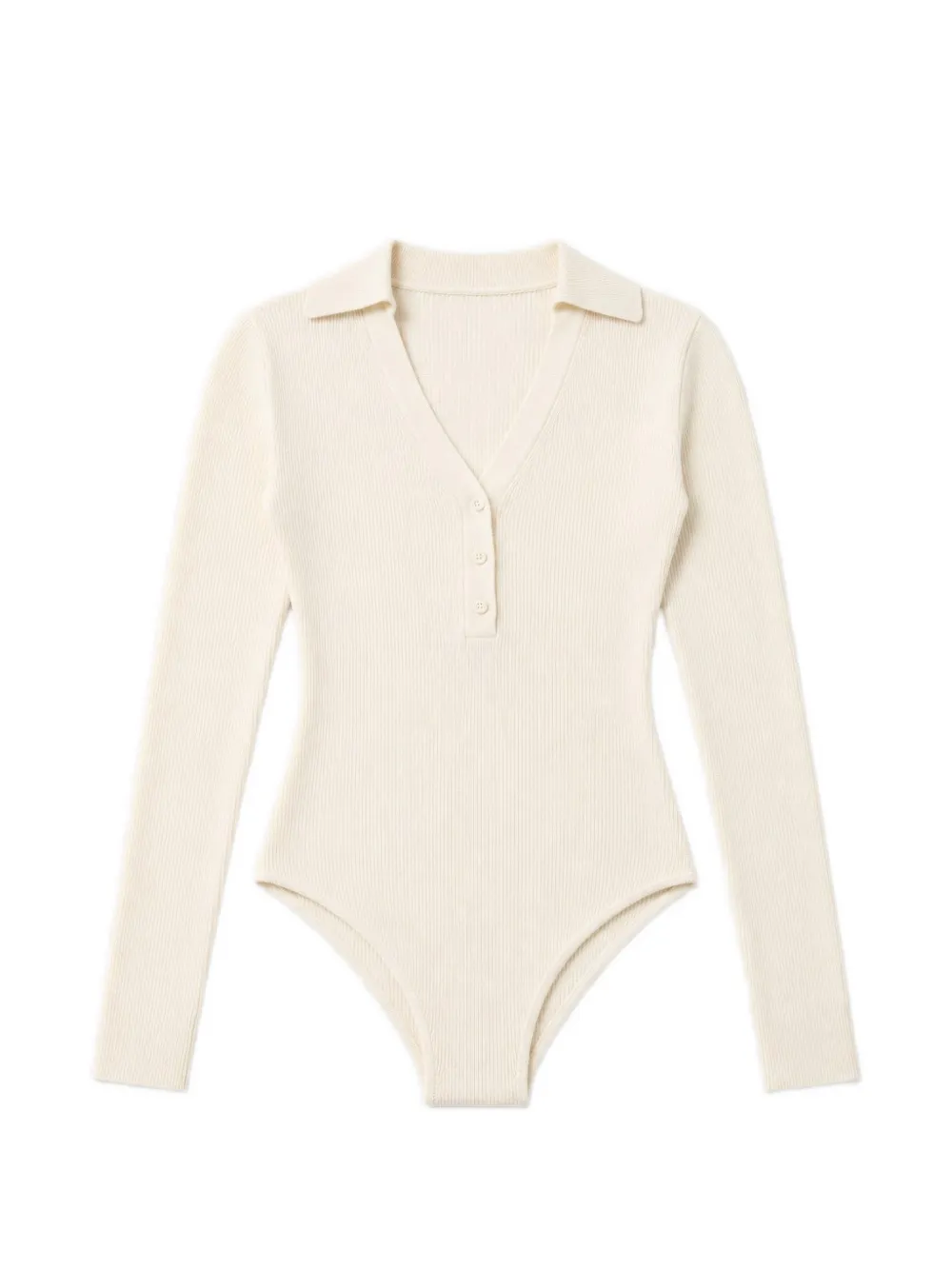 MC2 Saint Barth ribbed-knit long-sleeve bodysuit Beige