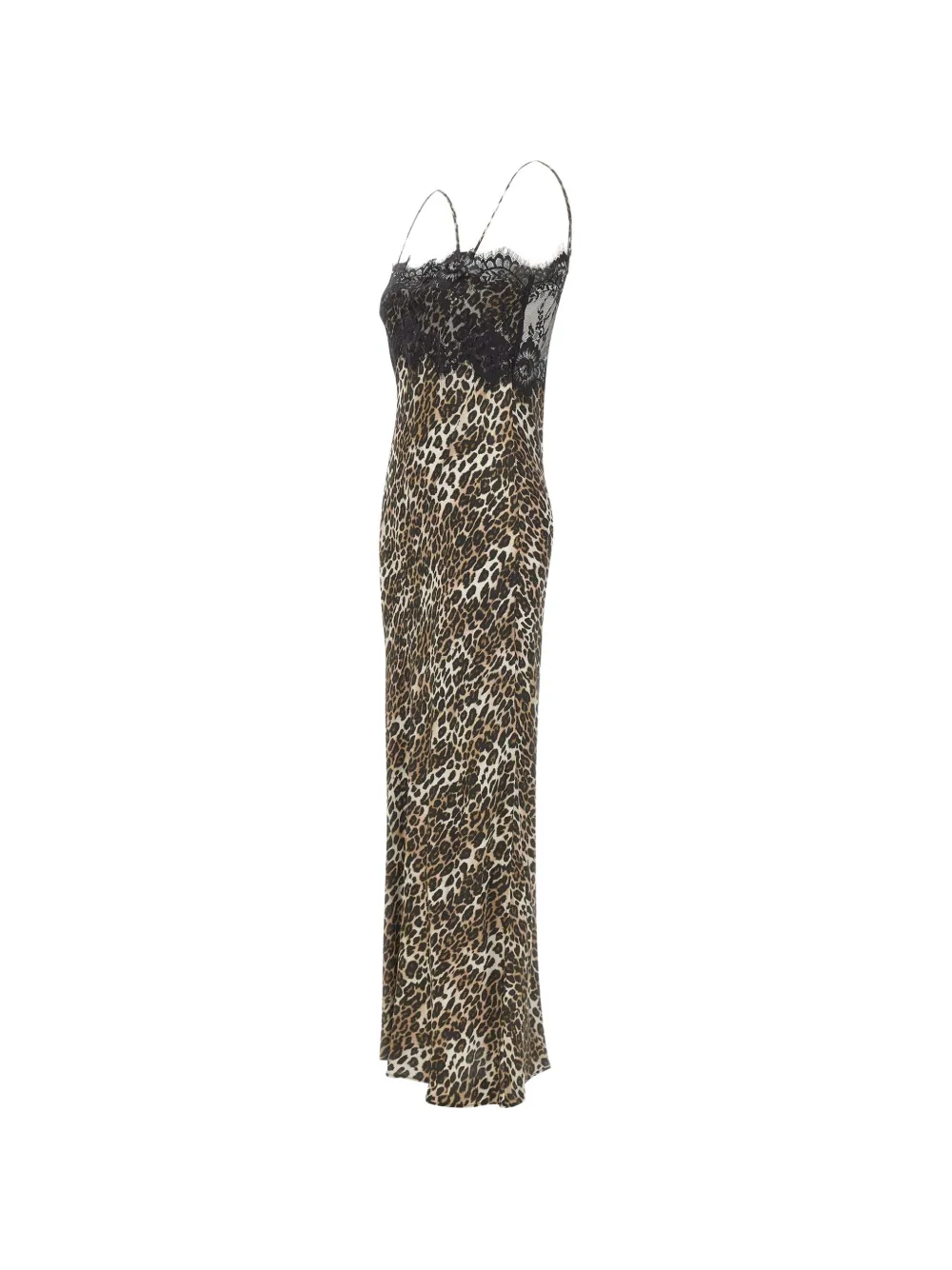 HERSKIND Asla maxi-jurk met luipaardprint en kanten afwerking Beige