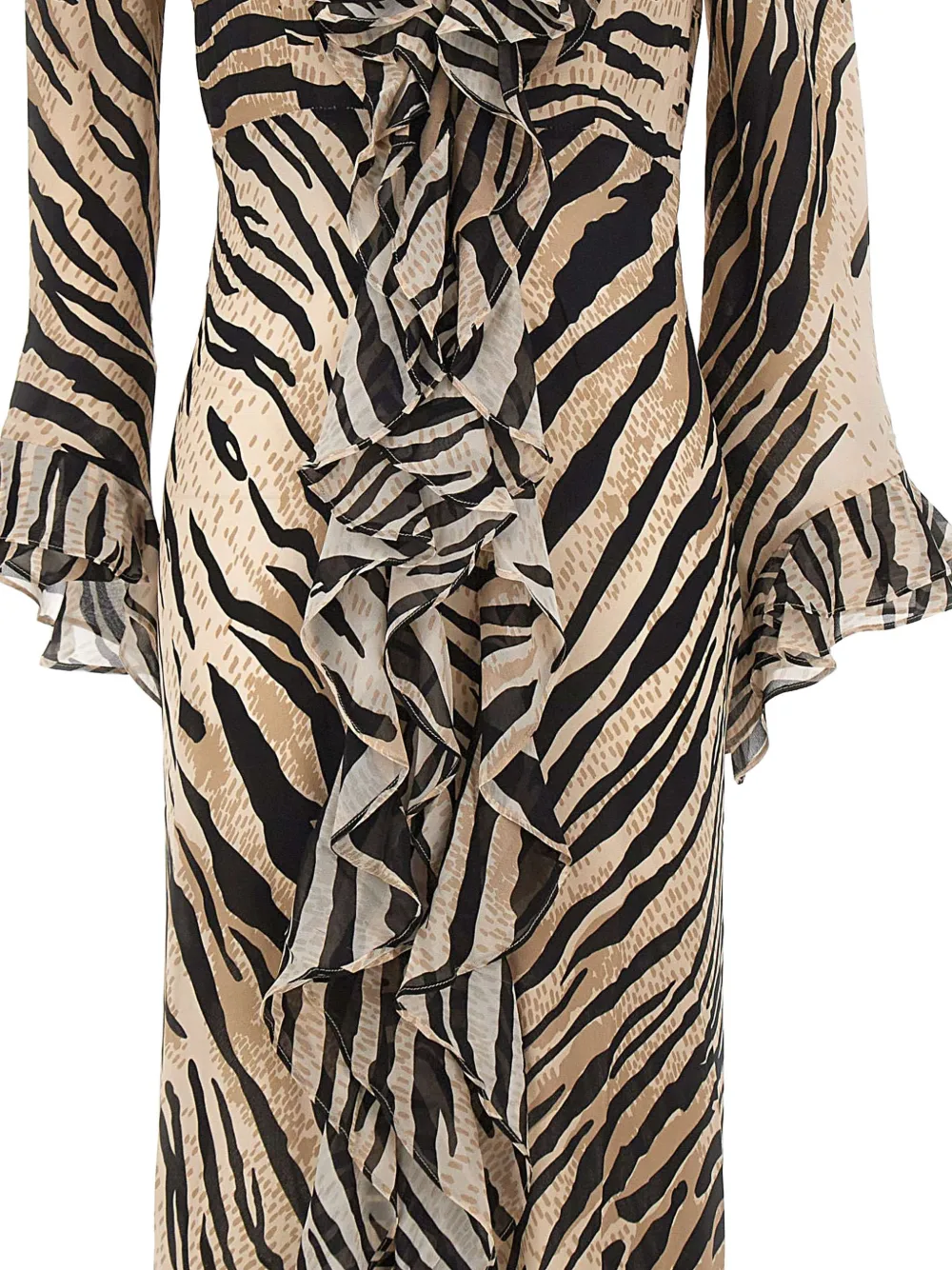 Rixo Provence tiger-print ruffled maxi dress Beige