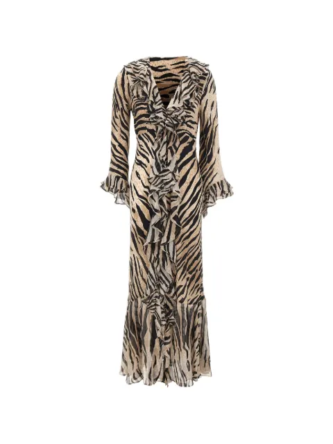 Rixo Provence tiger-print ruffled maxi dress