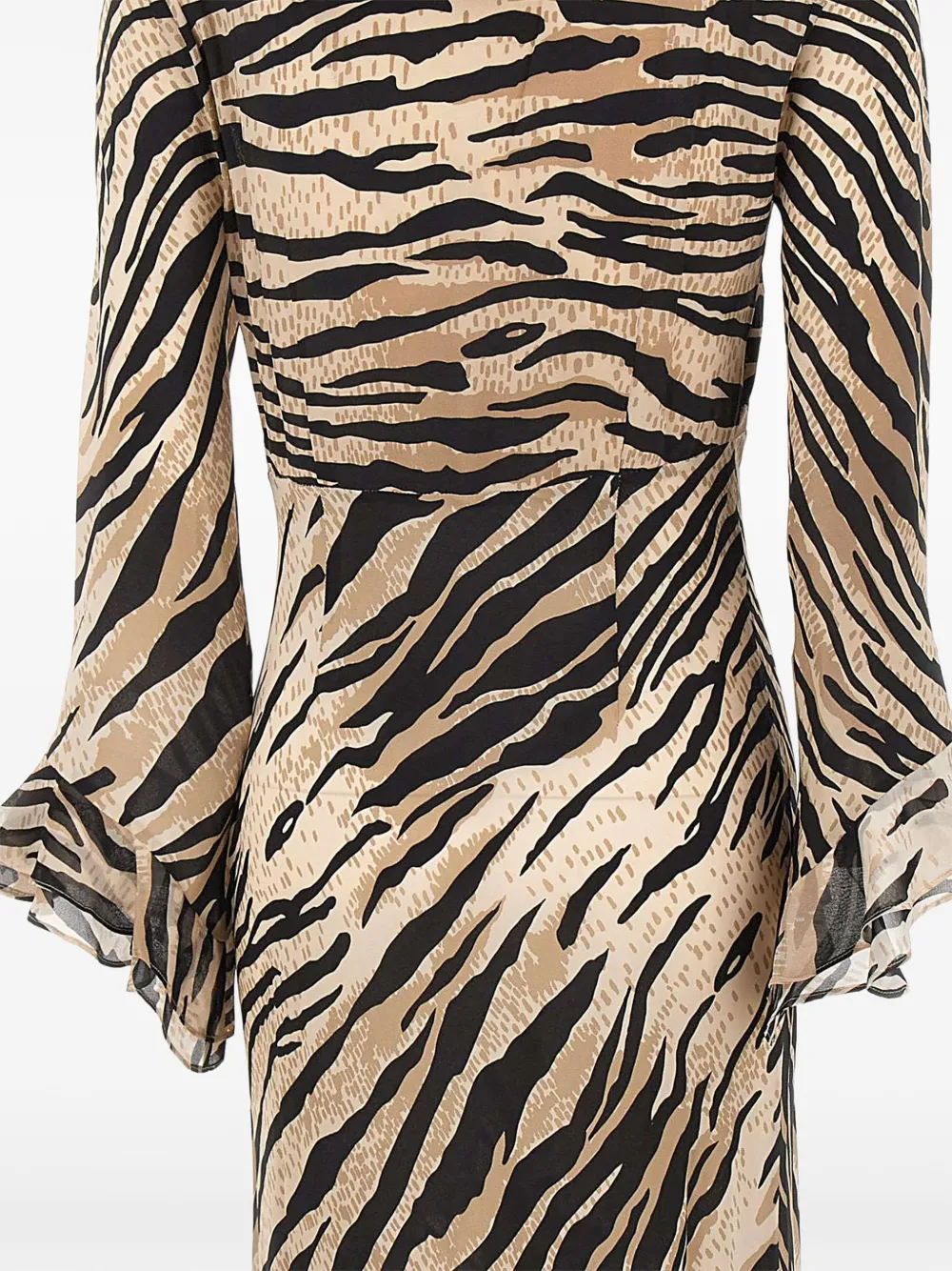 Rixo Provence tiger-print ruffled maxi dress Beige