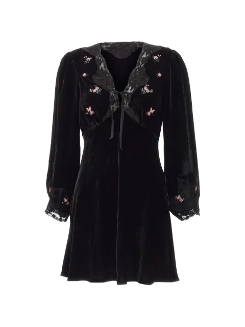 Rixo Carolina embroidered velvet mini dress