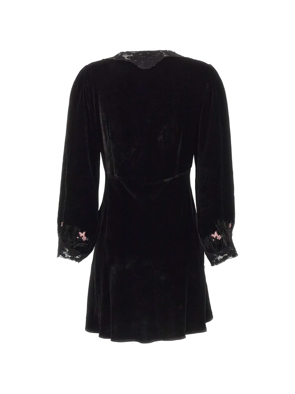 Rixo Carolina embroidered velvet mini dress Zwart