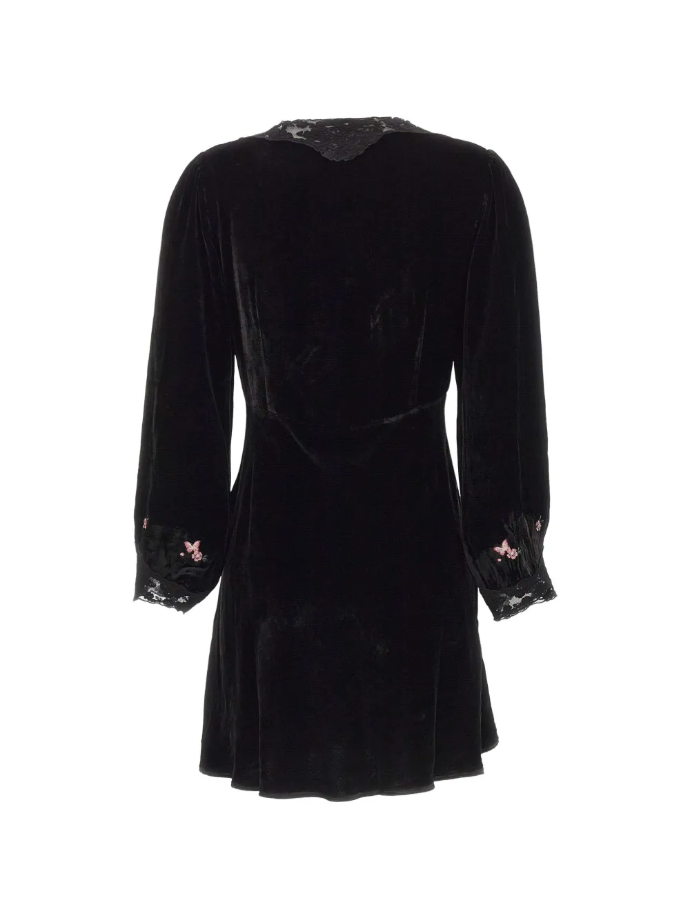 Rixo Carolina embroidered velvet mini dress Zwart