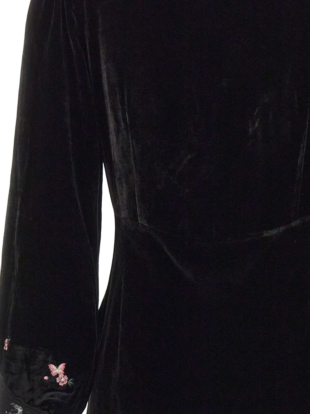 Rixo Carolina embroidered velvet mini dress Zwart