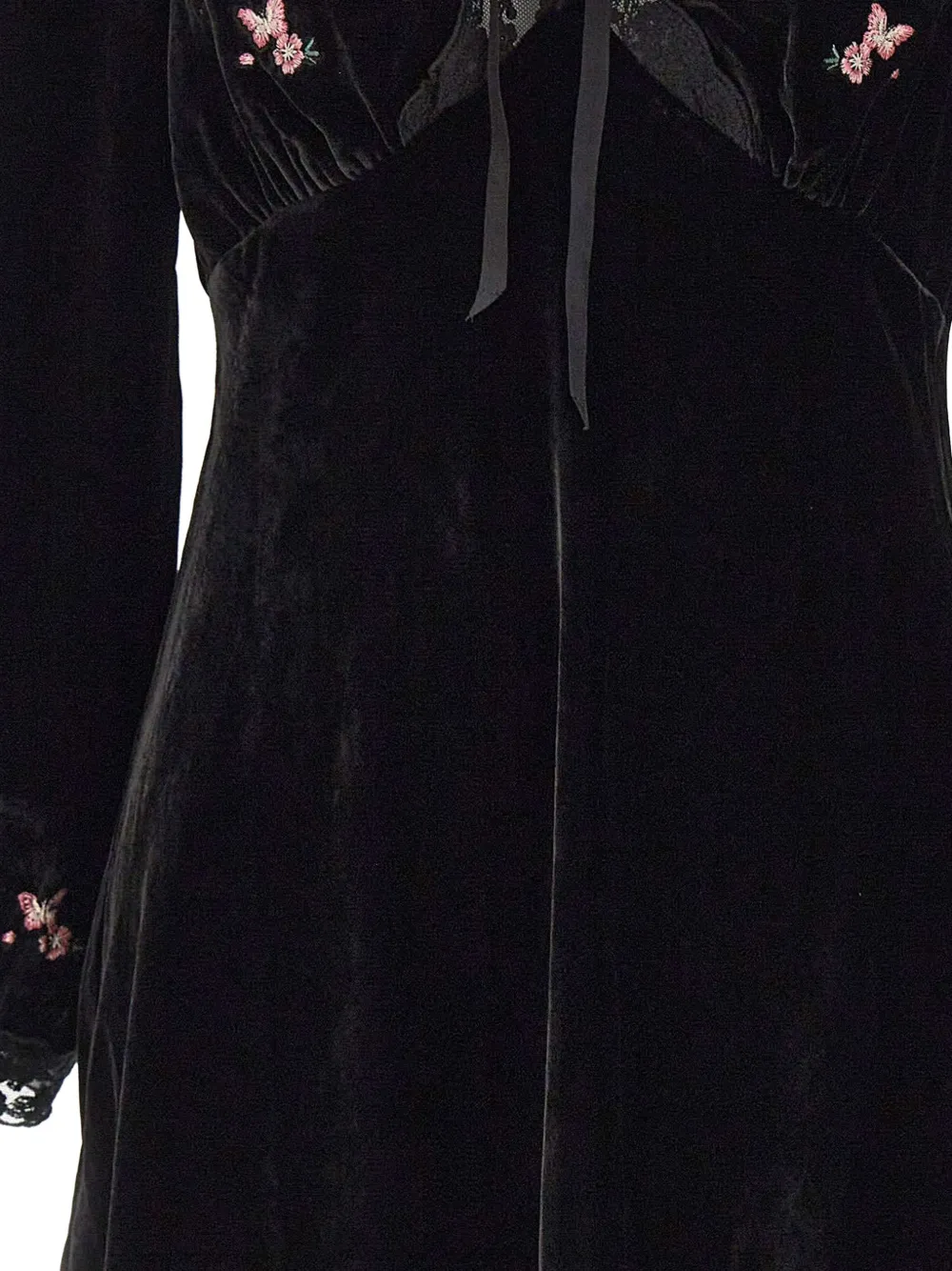 Rixo Carolina embroidered velvet mini dress Zwart