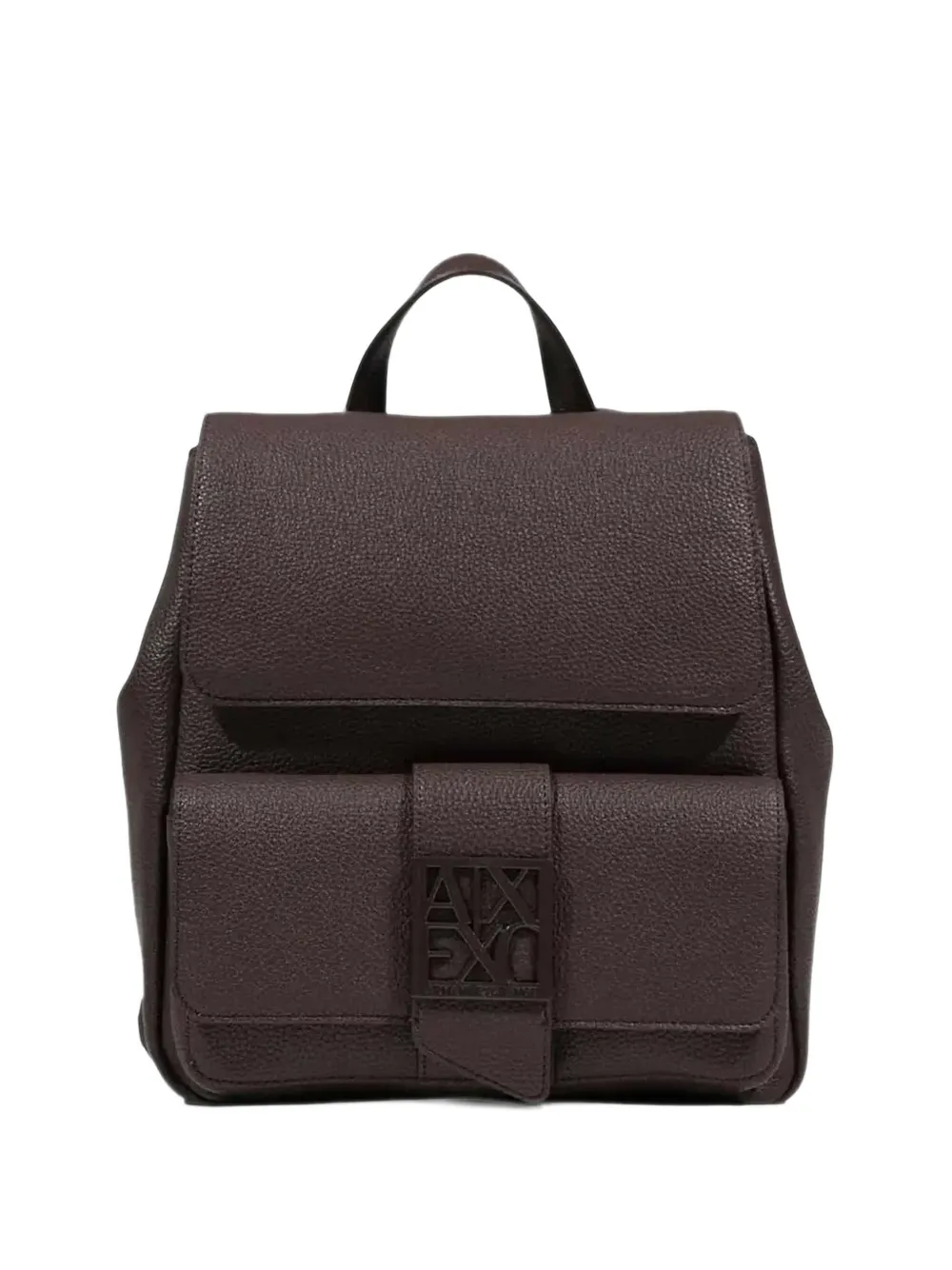 Armani Exchange logo-plaque pebbled backpack - Marrone