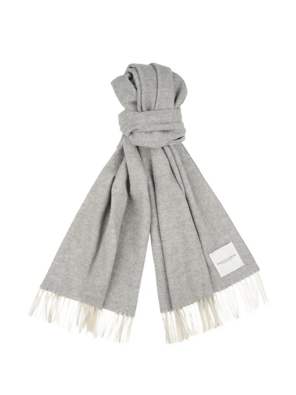 Profuomo herringbone-weave fringed scarf - Grigio