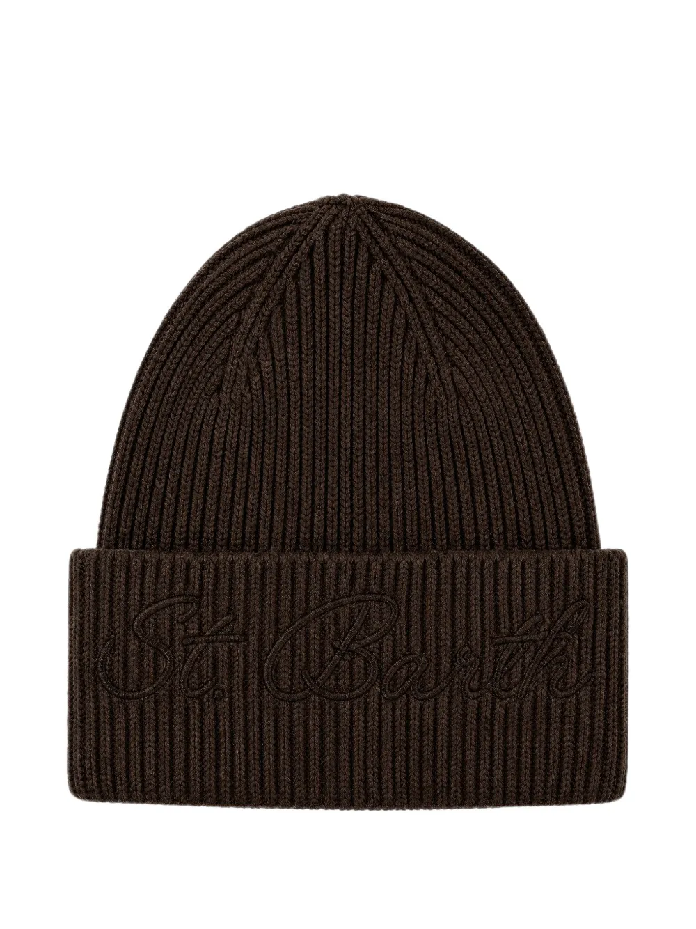 MC2 Saint Barth Ribgebreide muts met geborduurd logo Bruin