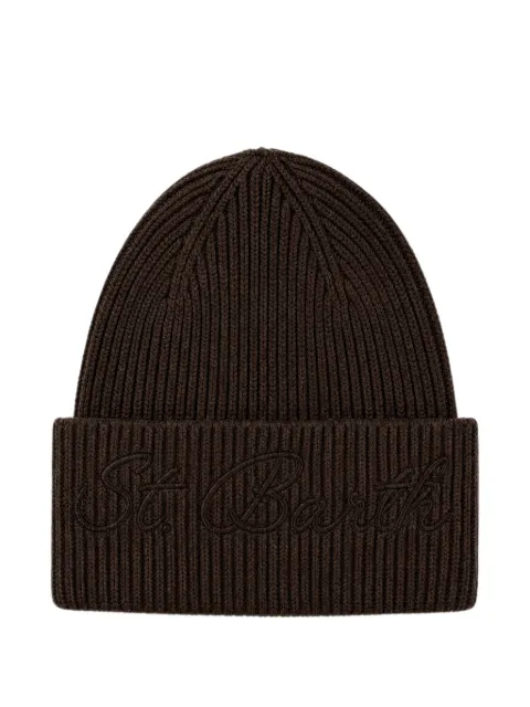 MC2 Saint Barth Moss alpaca wool blend beanie hat with logo embroidery