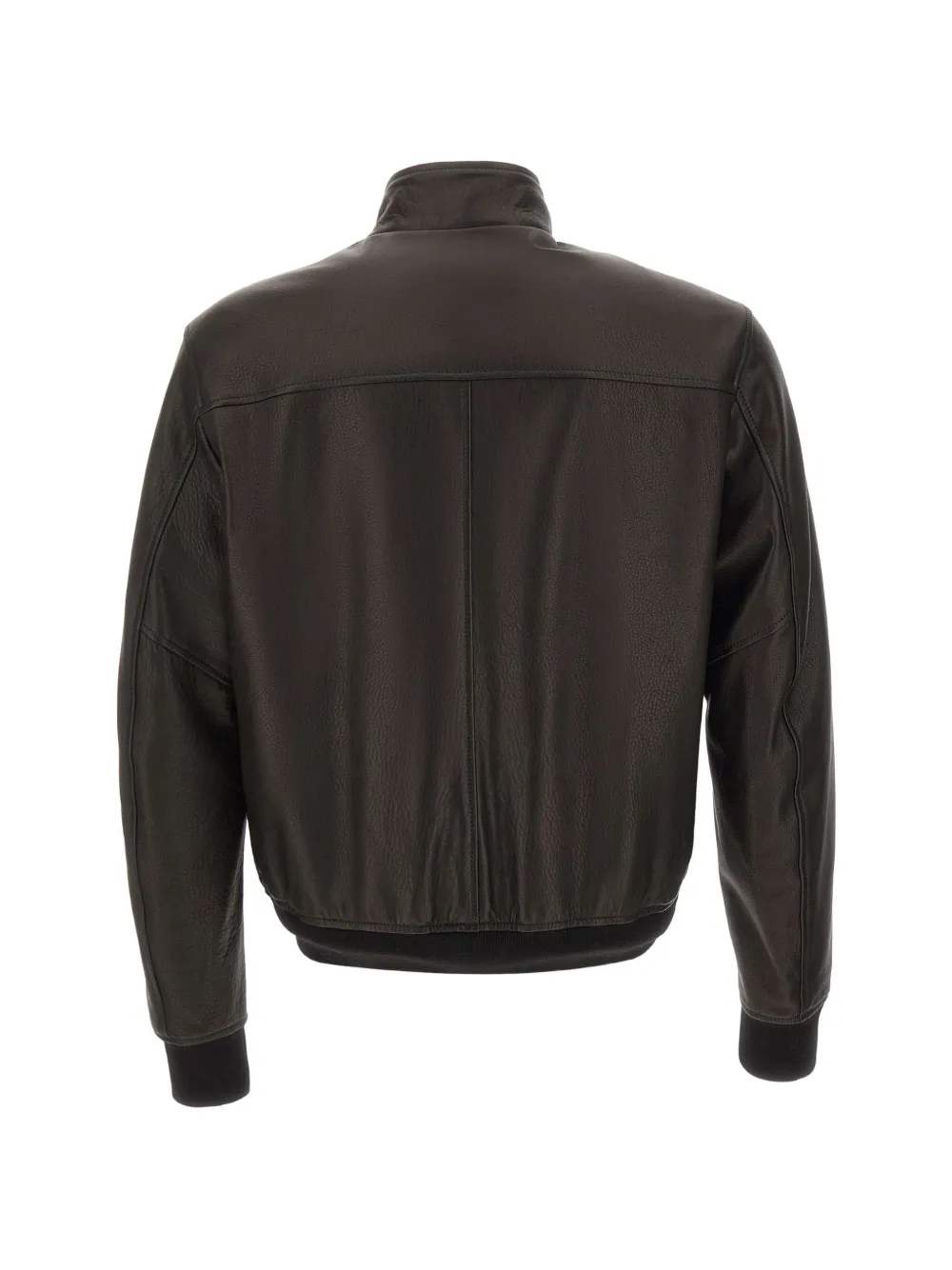 Tagliatore Leren jack met hoge kraag Bruin