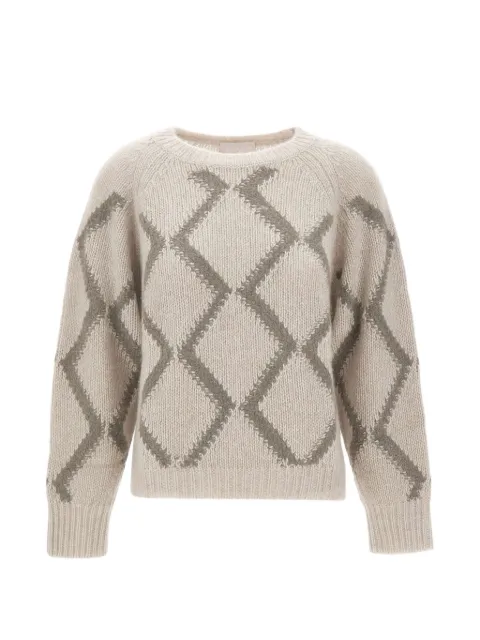 Hemisphere argyle cable-knit sweater