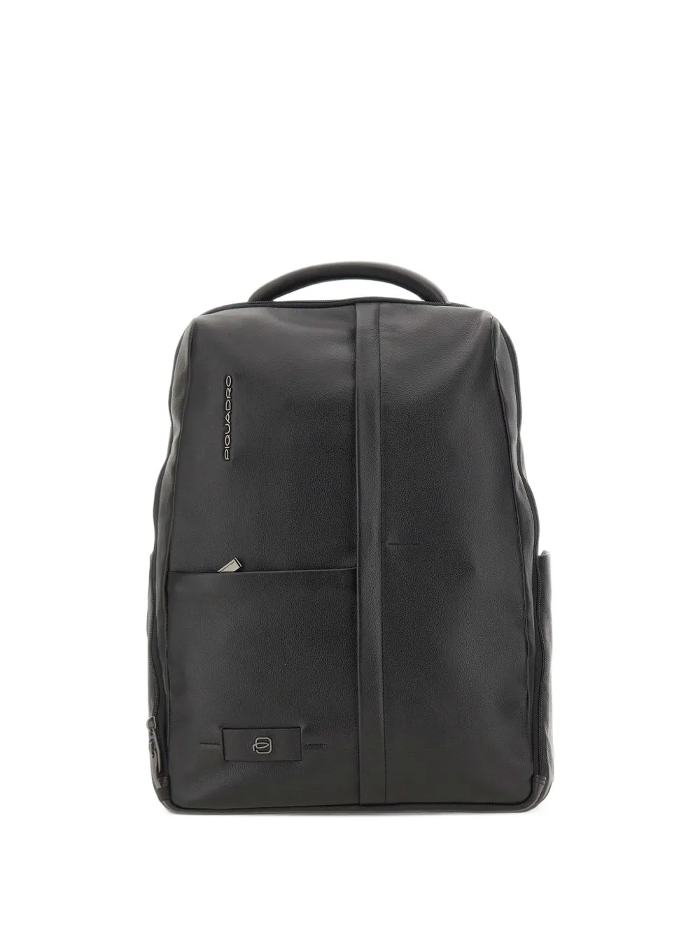 PIQUADRO grained leather backpack - Schwarz