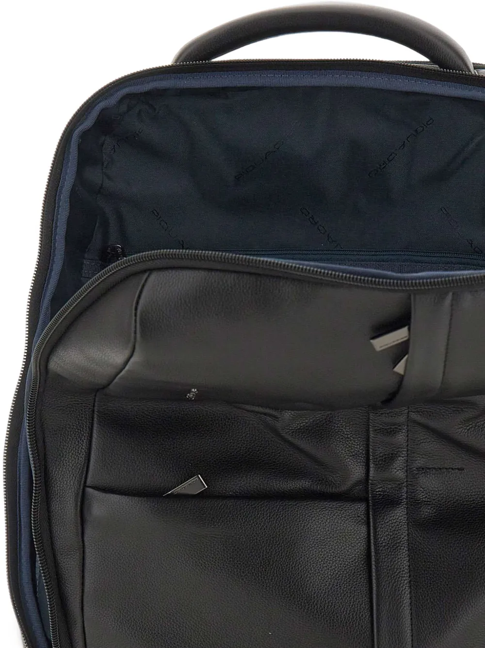 PIQUADRO grained leather backpack Zwart