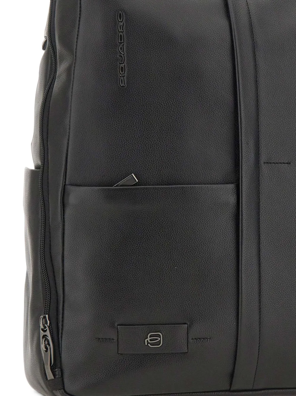 PIQUADRO grained leather backpack Zwart