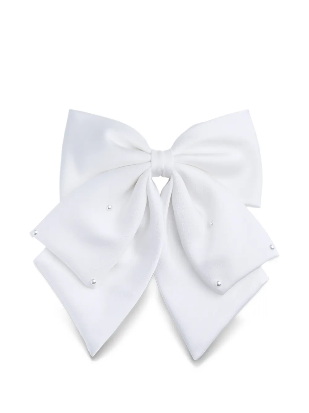 Tulleen pearl-embellished satin hair clip - White