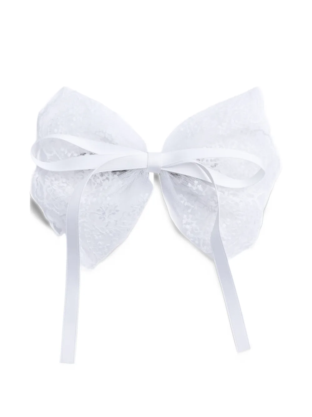 Tulleen layered tulle satin-ribbon hair clip - White