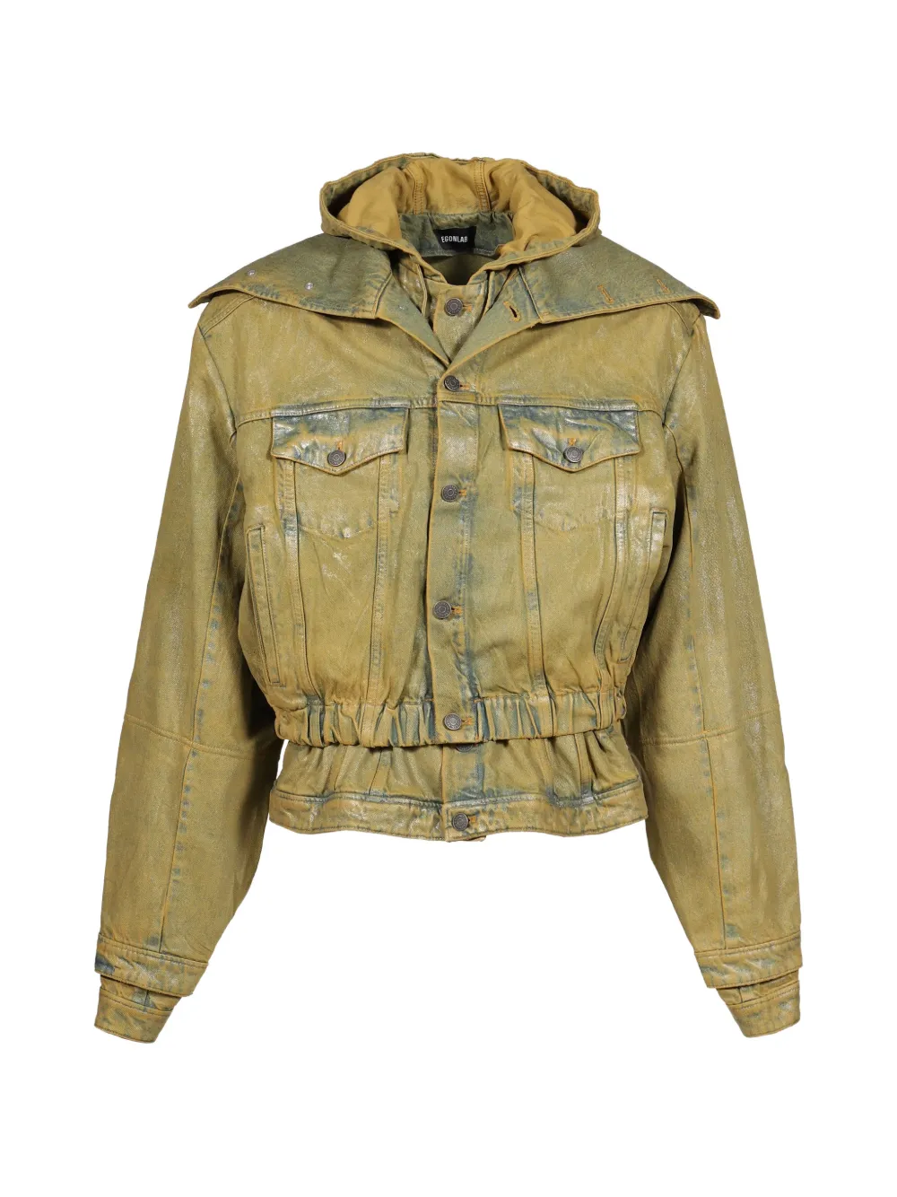 EGONlab. hooded cropped denim jacket - Gelb