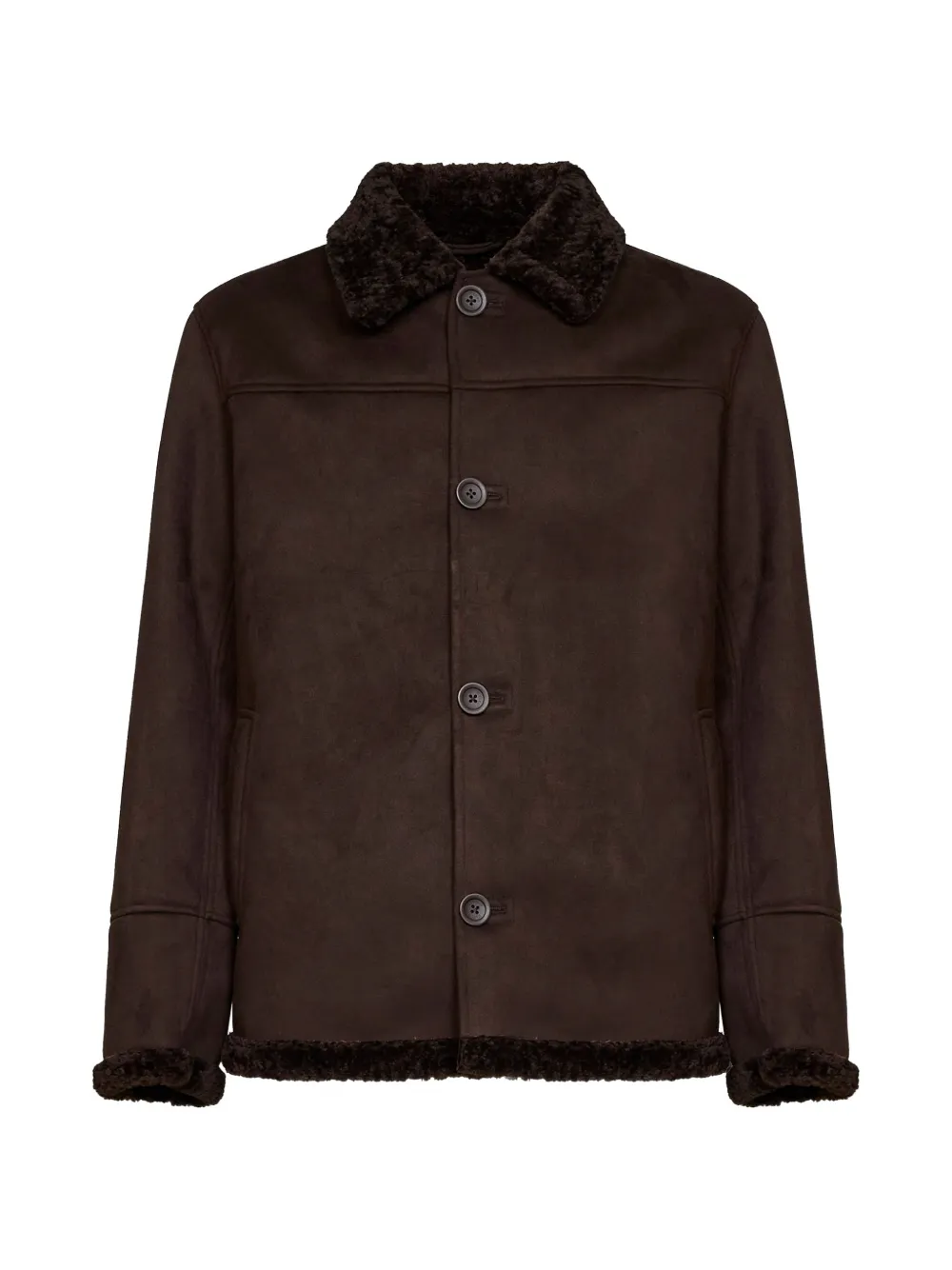 Herno faux-shearling trim jacket - Marrone