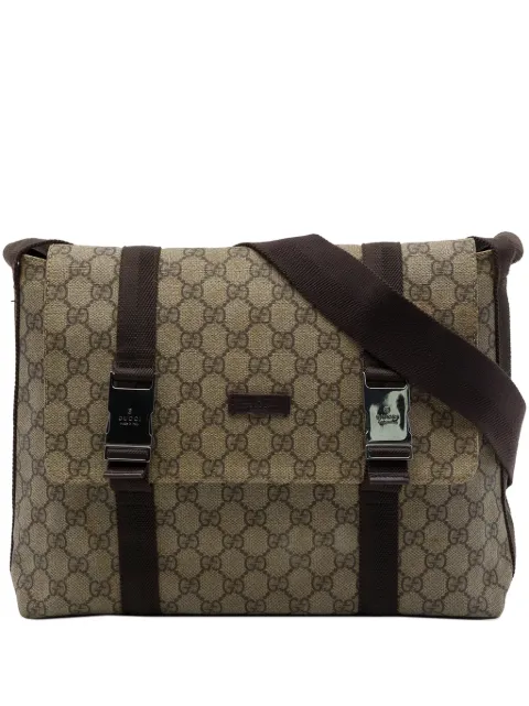 Gucci Pre-Owned 2000-2015 Large GG Supreme Double Buckle Flap Messenger Bag crossbody bag