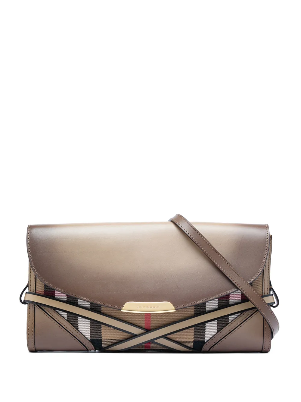 Burberry Pre-Owned 2000-2017 Leather and House Check Canvas Bridle Abbott crossbody bag - Grey