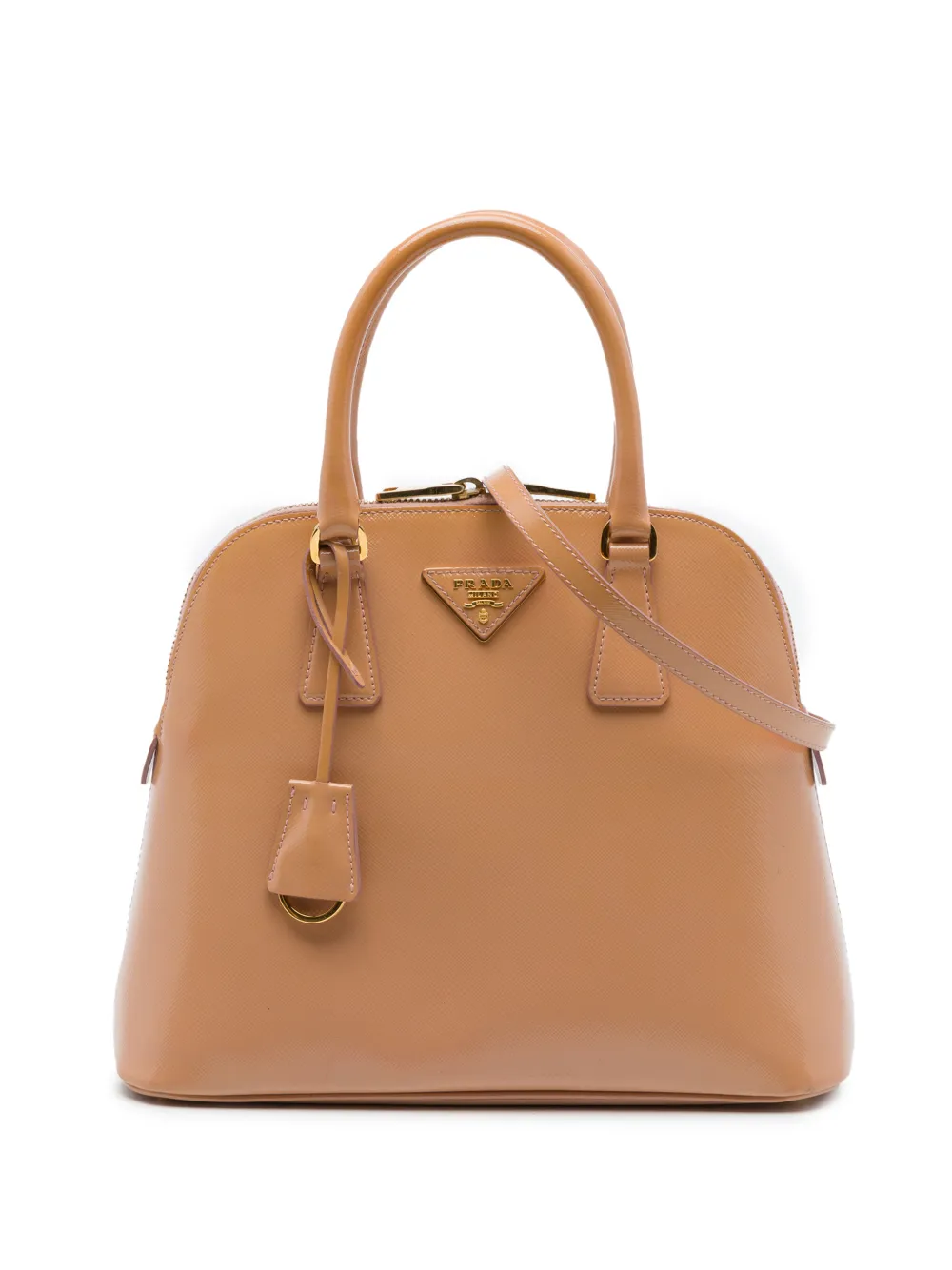 Prada Pre-Owned 2010-2026 Medium Saffiano Vernice Promenade satchel - Marrone