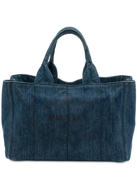 Prada Pre-Owned bolsa satchel Canapa de mezclilla con logo 2013-2026