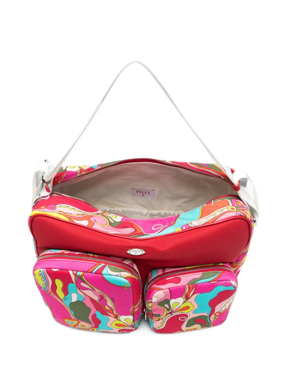 PUCCI Junior abstract-print front-pocket changing bag Roze