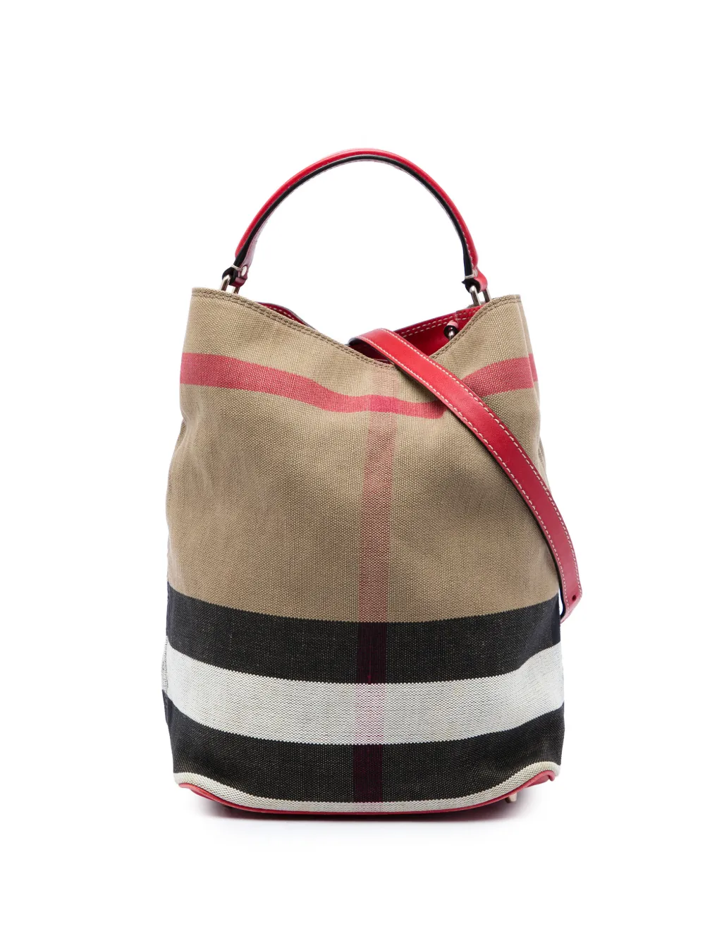 Burberry Pre-Owned 2000-2017 Medium Mega Check Canvas Ashby Bucket Bag satchel - Braun