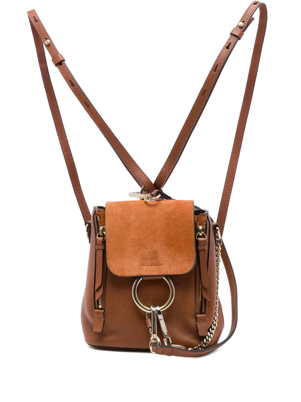 Chloé Pre-Owned 2017 Mini Calfskin and Suede Faye backpack - Braun