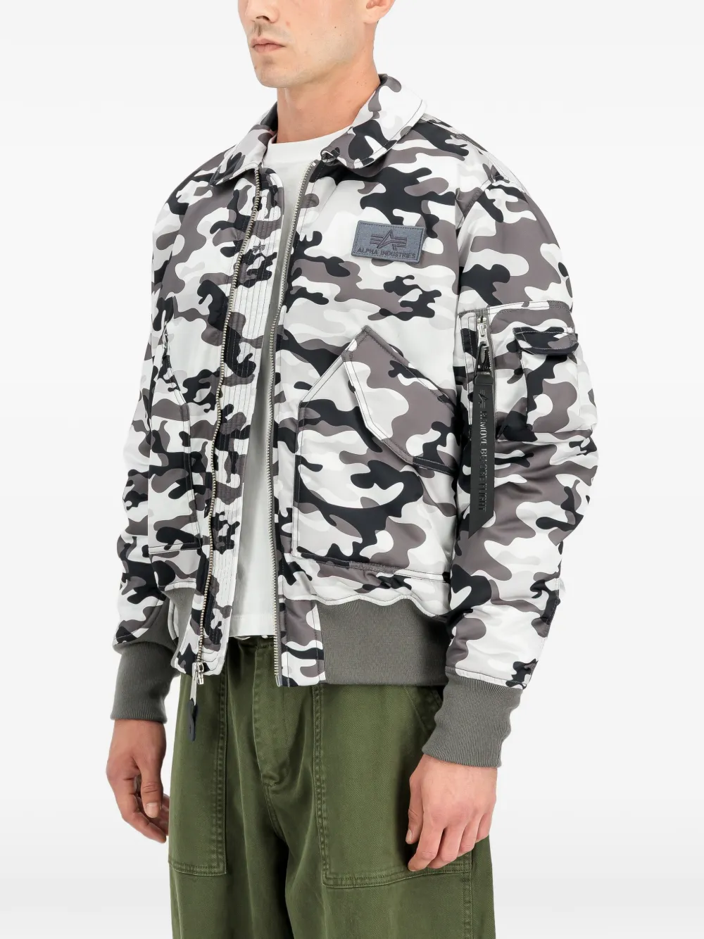 Alpha Industries CWU-45 P Base Camo UV loose-fit bomber jacket Wit