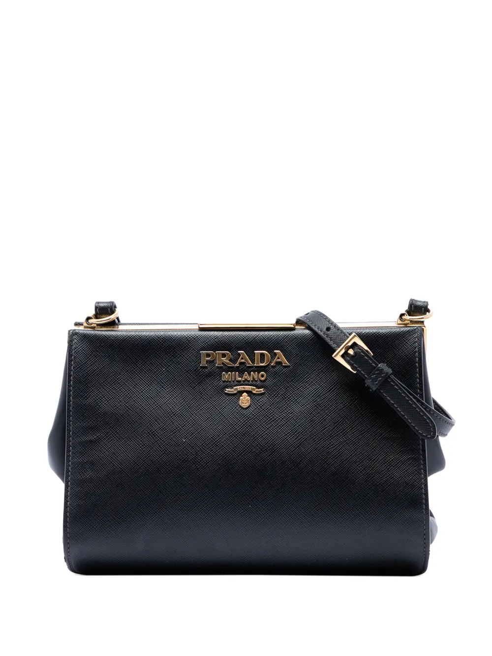 Prada Pre-Owned 2013-2026 Saffiano and City Calf Light Frame crossbody bag - Black