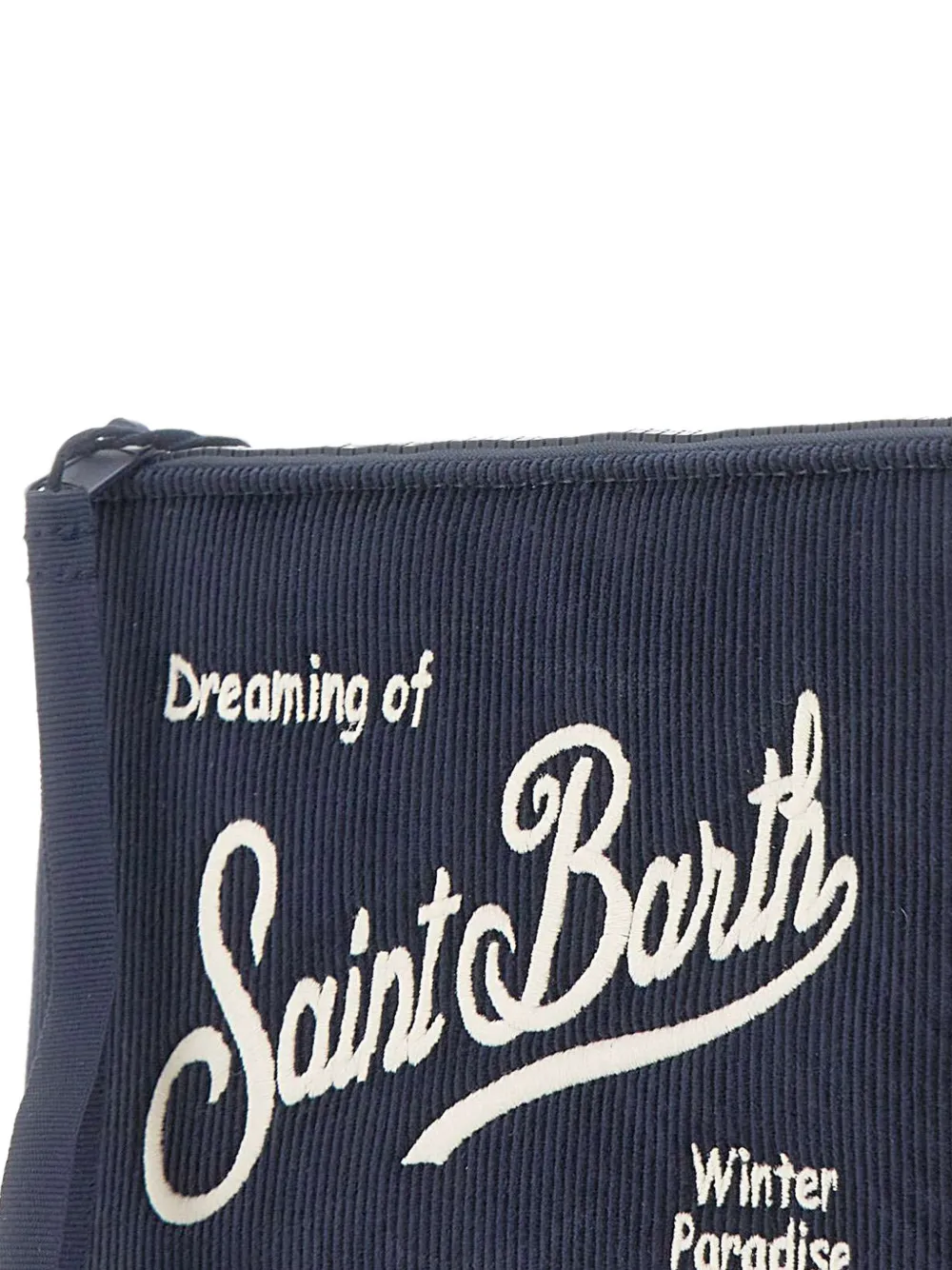 MC2 Saint Barth logo-embroidered corduroy clutch bag Blauw