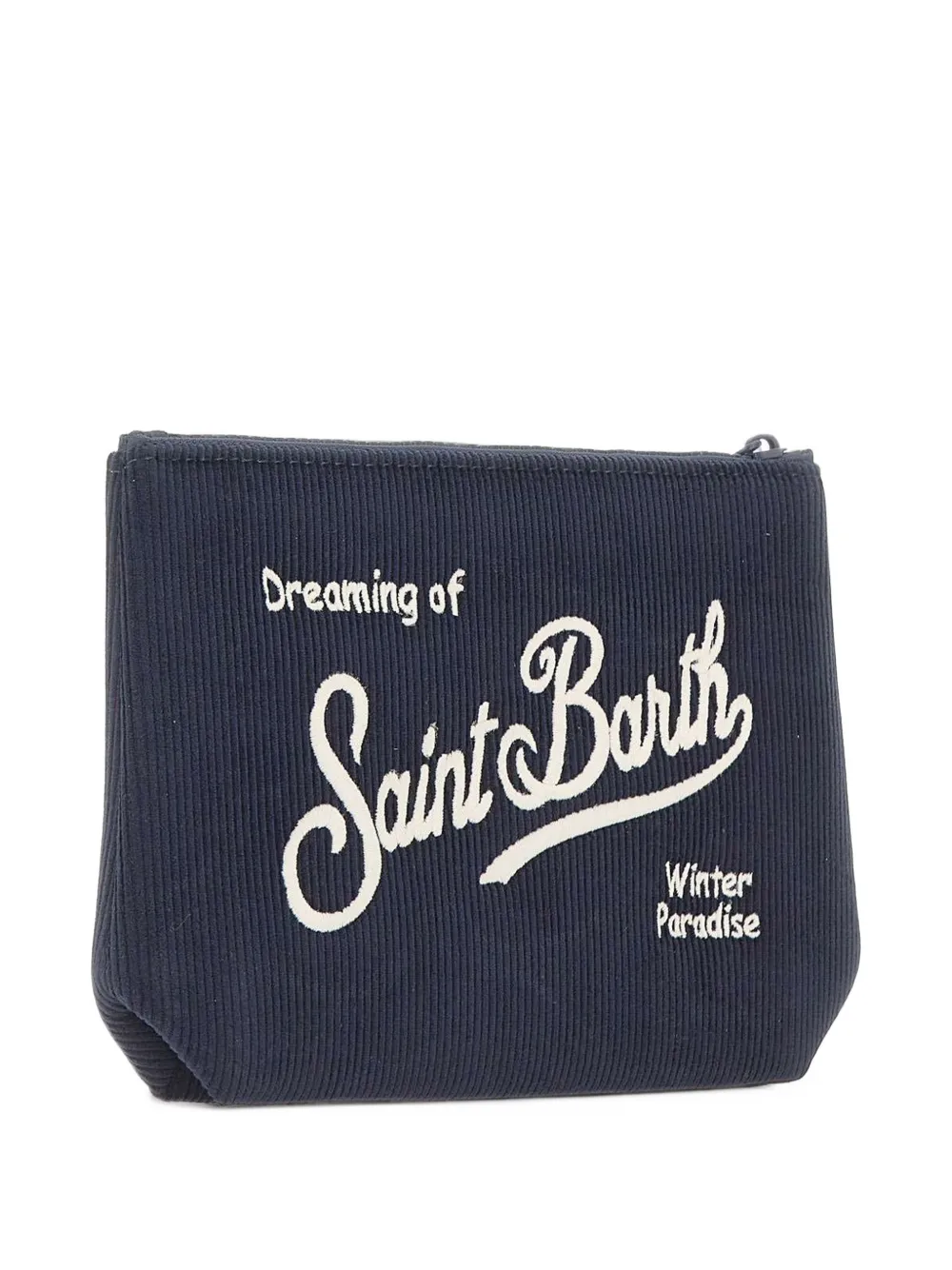 MC2 Saint Barth logo-embroidered corduroy clutch bag Blauw