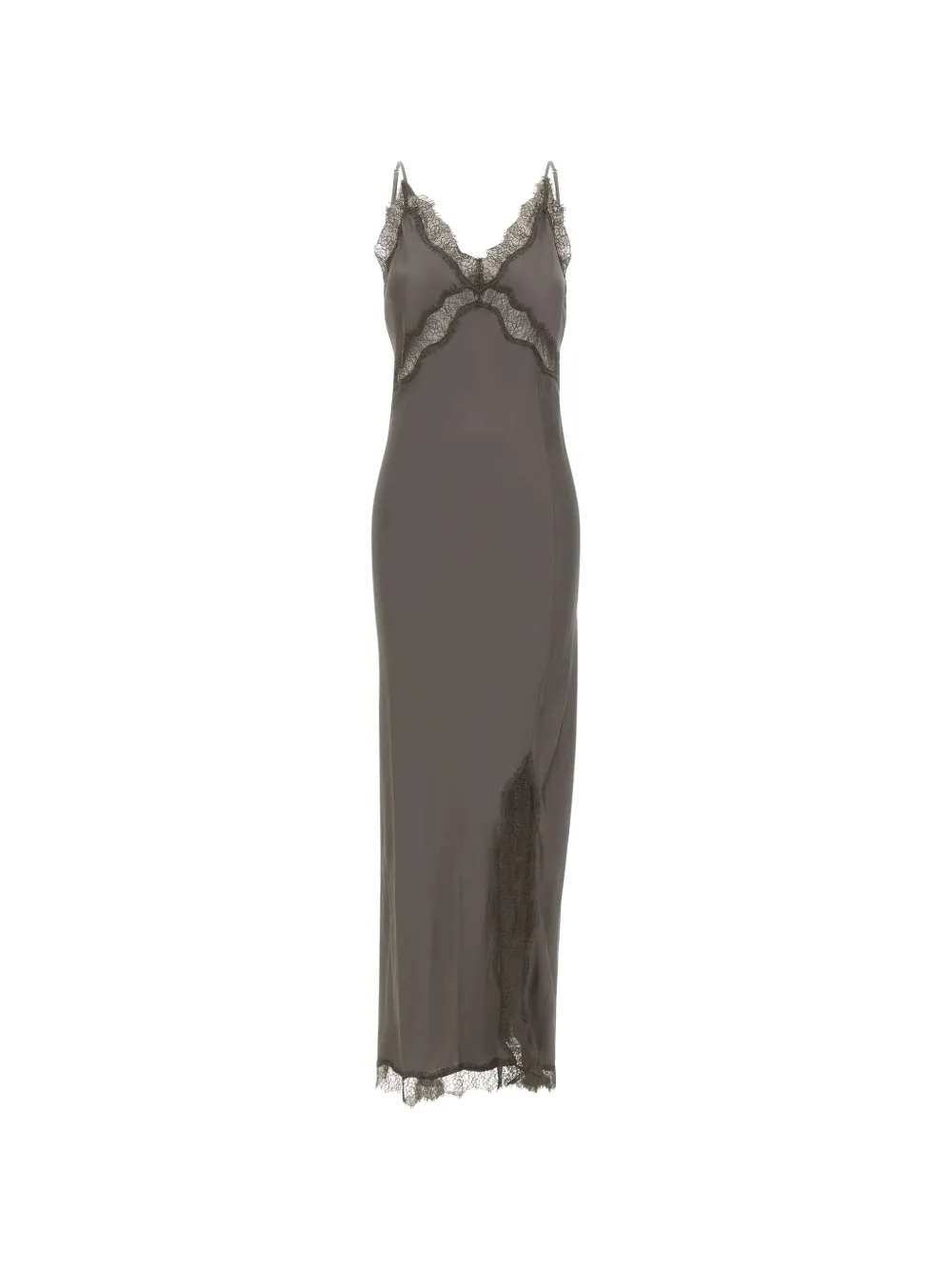 HERSKIND Jonathan maxi-jurk met kanten afwerking Grijs