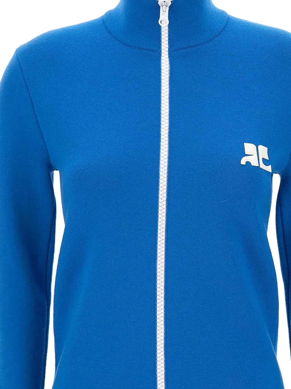 Courrèges bicolor zipped wool cardigan Blauw