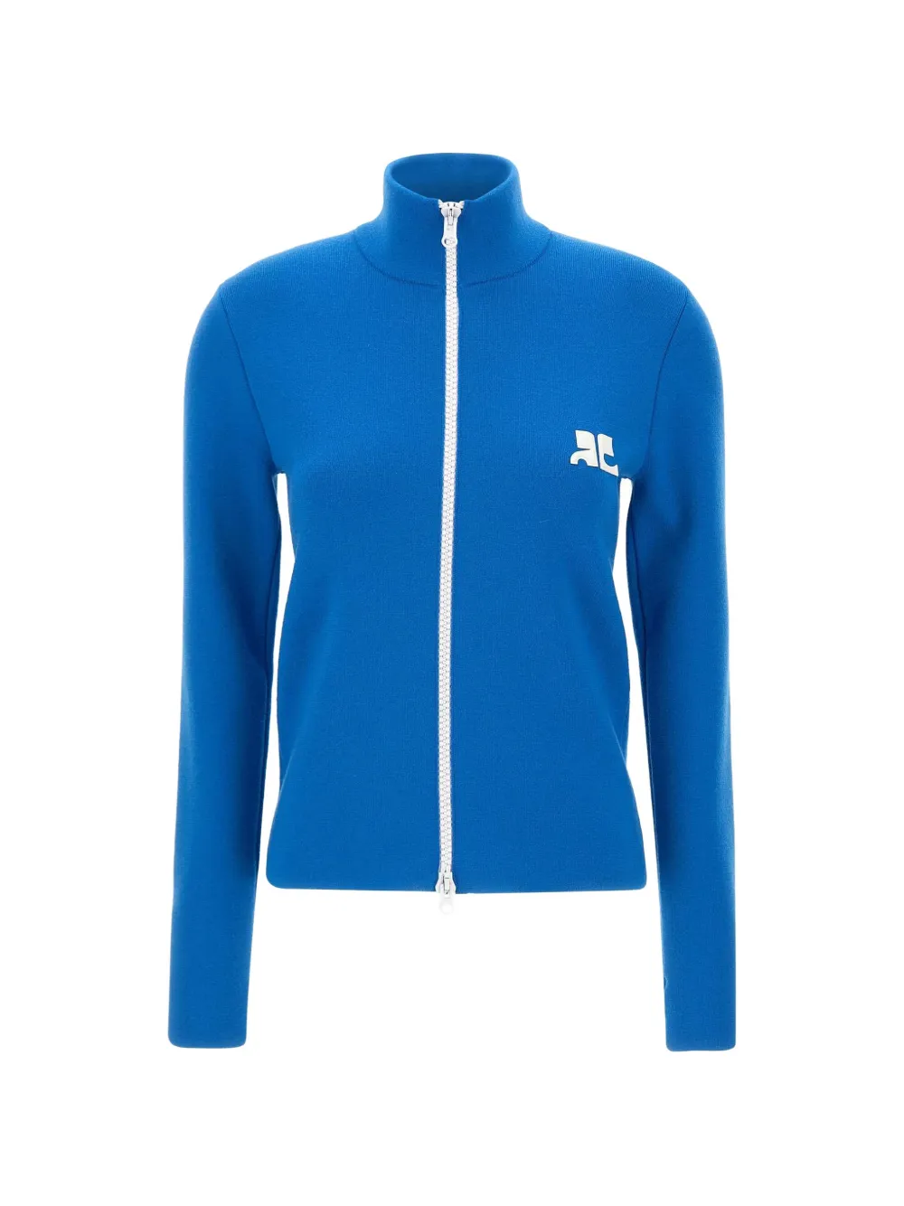 Courrèges bicolor zipped wool cardigan Blauw