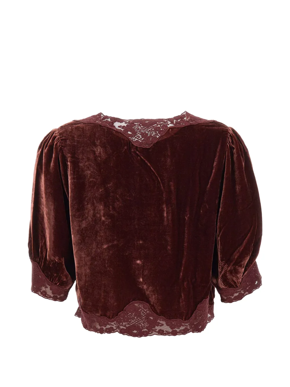 Rixo Ursula lace-trim velvet top Rood