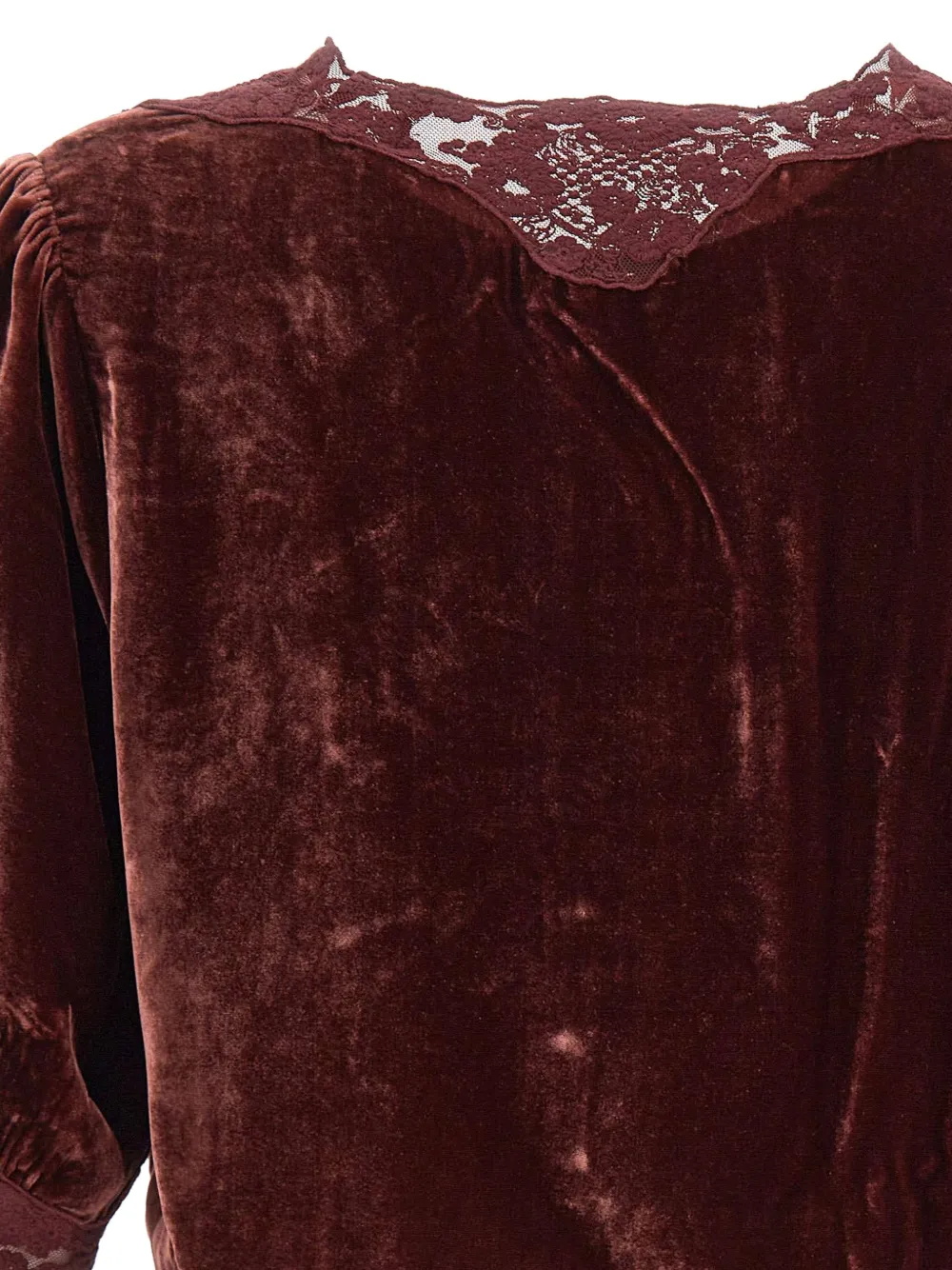 Rixo Ursula lace-trim velvet top Rood