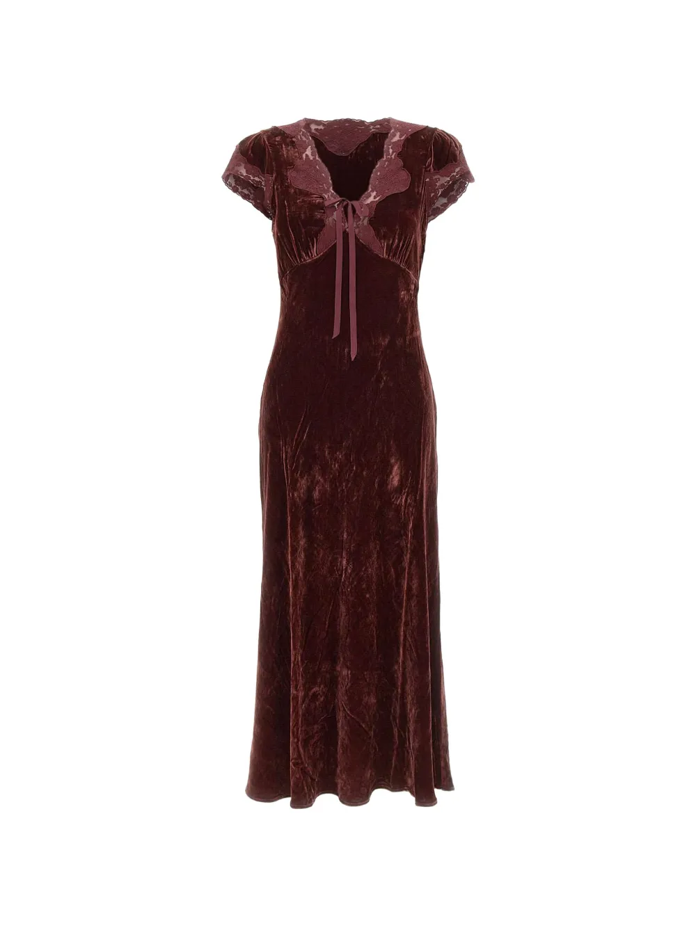 Rixo Amari lace-insert empire-line midi dress - Rouge Rixo Amari lace-insert empire-line midi dress - Rouge