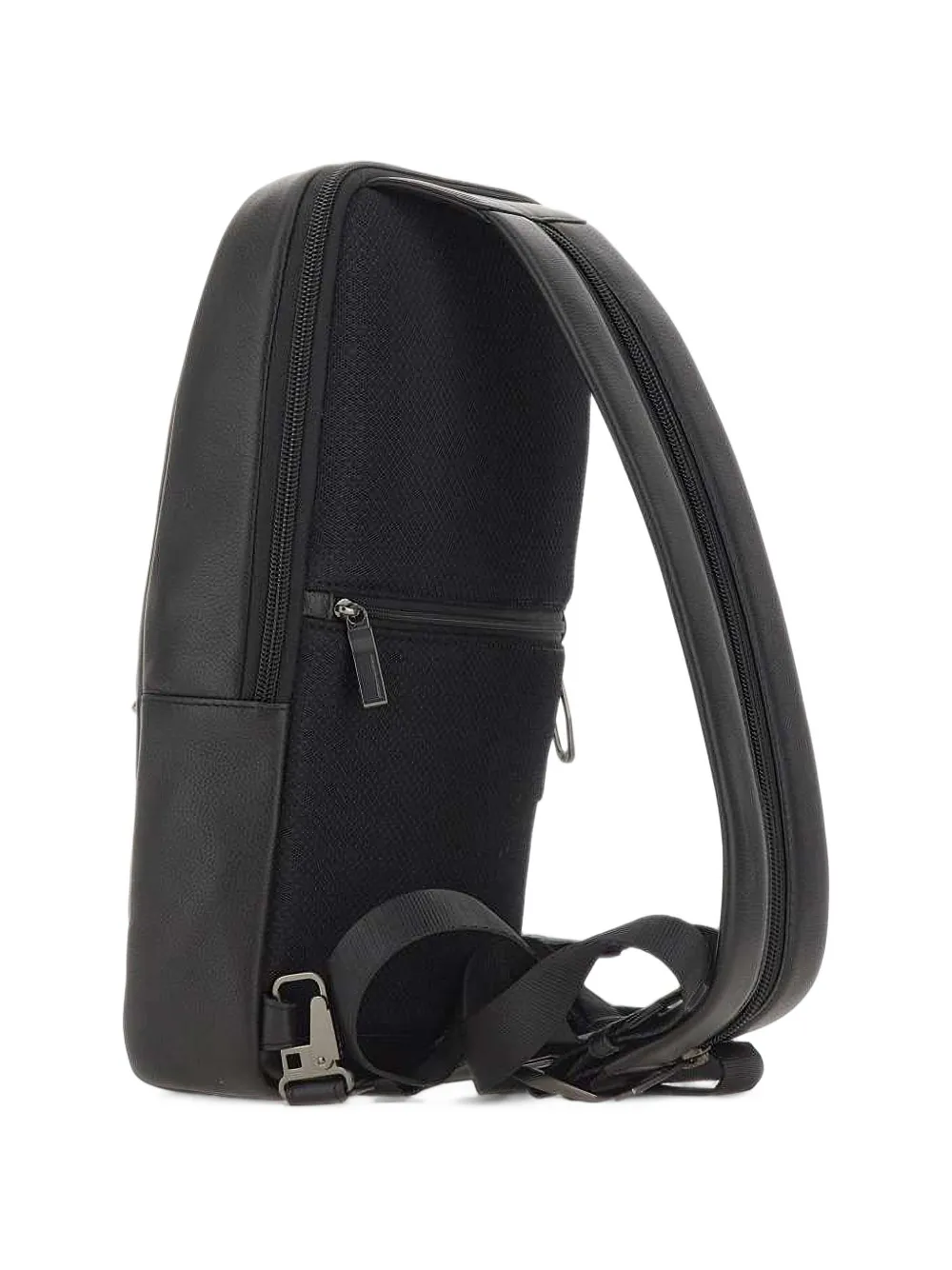 PIQUADRO grained leather convertible sling bag Zwart