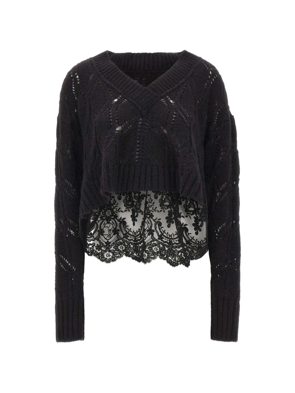 MAURIZIO MYKONOS open-knit lace-back sweater - Schwarz